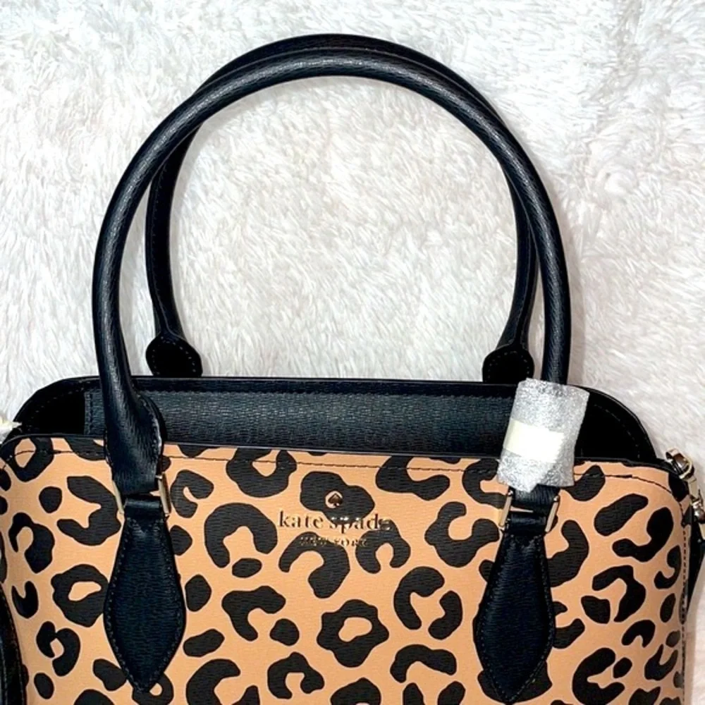 New Kate Spade New York Darcy Leopard Cheetah Large Satchel Shoulder Bag Purse - Picture 6 of 17